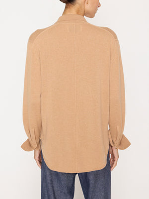 Andre cashmere buttondown camel shacket back view