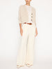 Cropped beige linen cotton cardigan sweater full length