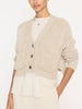 Cropped beige linen cotton cardigan sweater front view 2