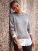 Parson cashmere-wool layered crewneck grey sweater front view 2