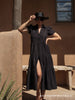 Havana tiered midi dress black full view