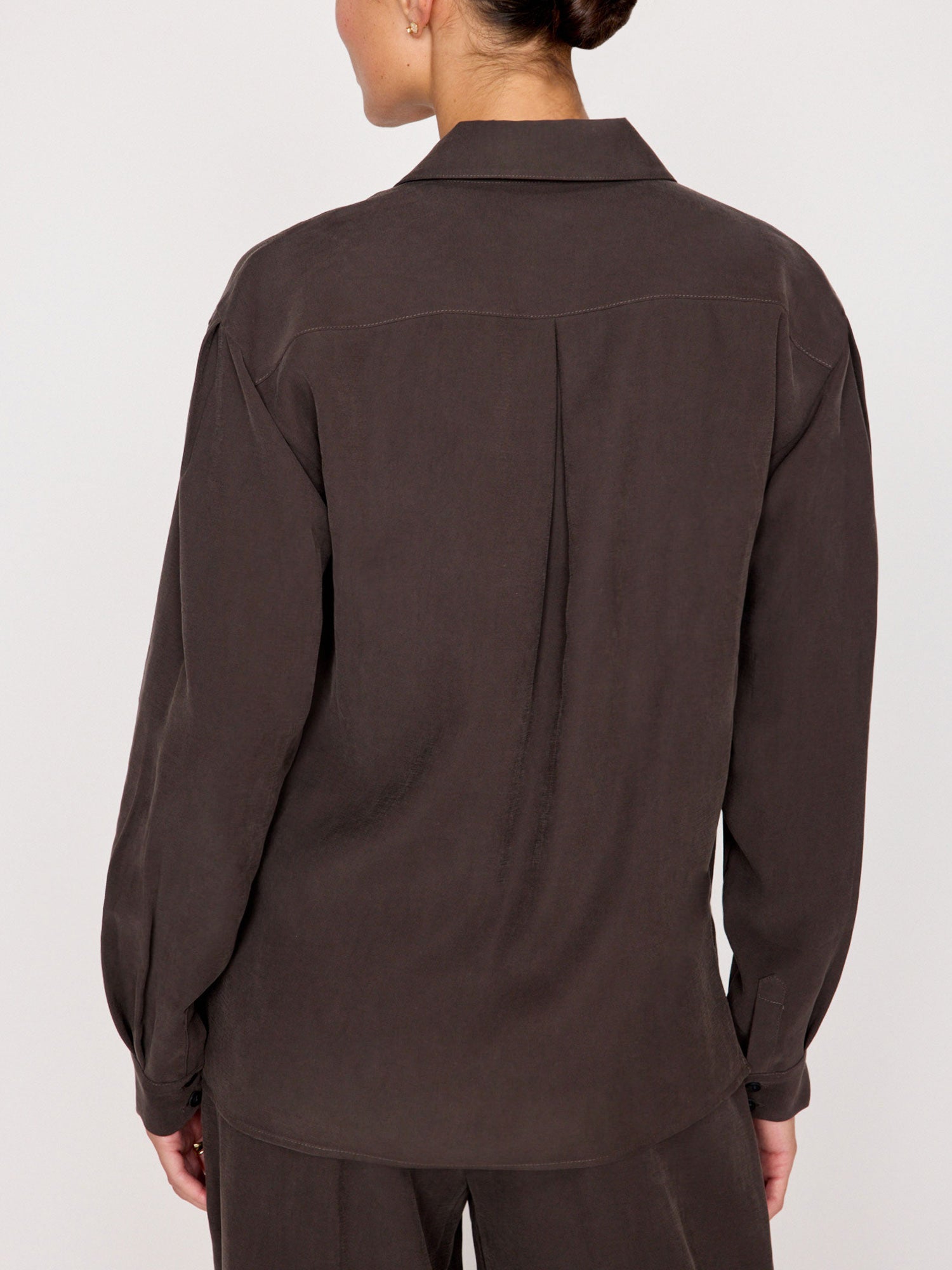 Amara button up brown blouse back view