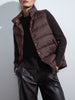 Anders nylon down dark brown puffer vest front view