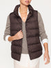 Anders nylon down dark brown puffer vest front view 2