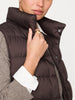 Anders nylon down dark brown puffer vest close up