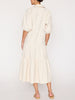 Antigua tiered midi dress beige back view