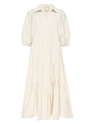 Antigua tiered midi dress beige flat view