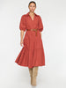 Antigua tiered midi dress burnet red full view