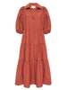 Antigua tiered midi dress burnet red flat view