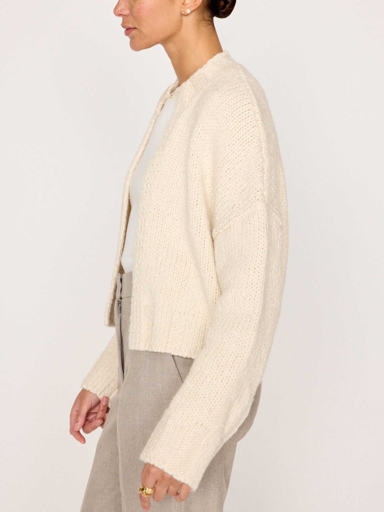 Brochu Walker Ivory Knit store Cardigan Sz Small