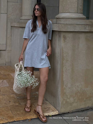 Faia polo mini grey knitted dress full view 2