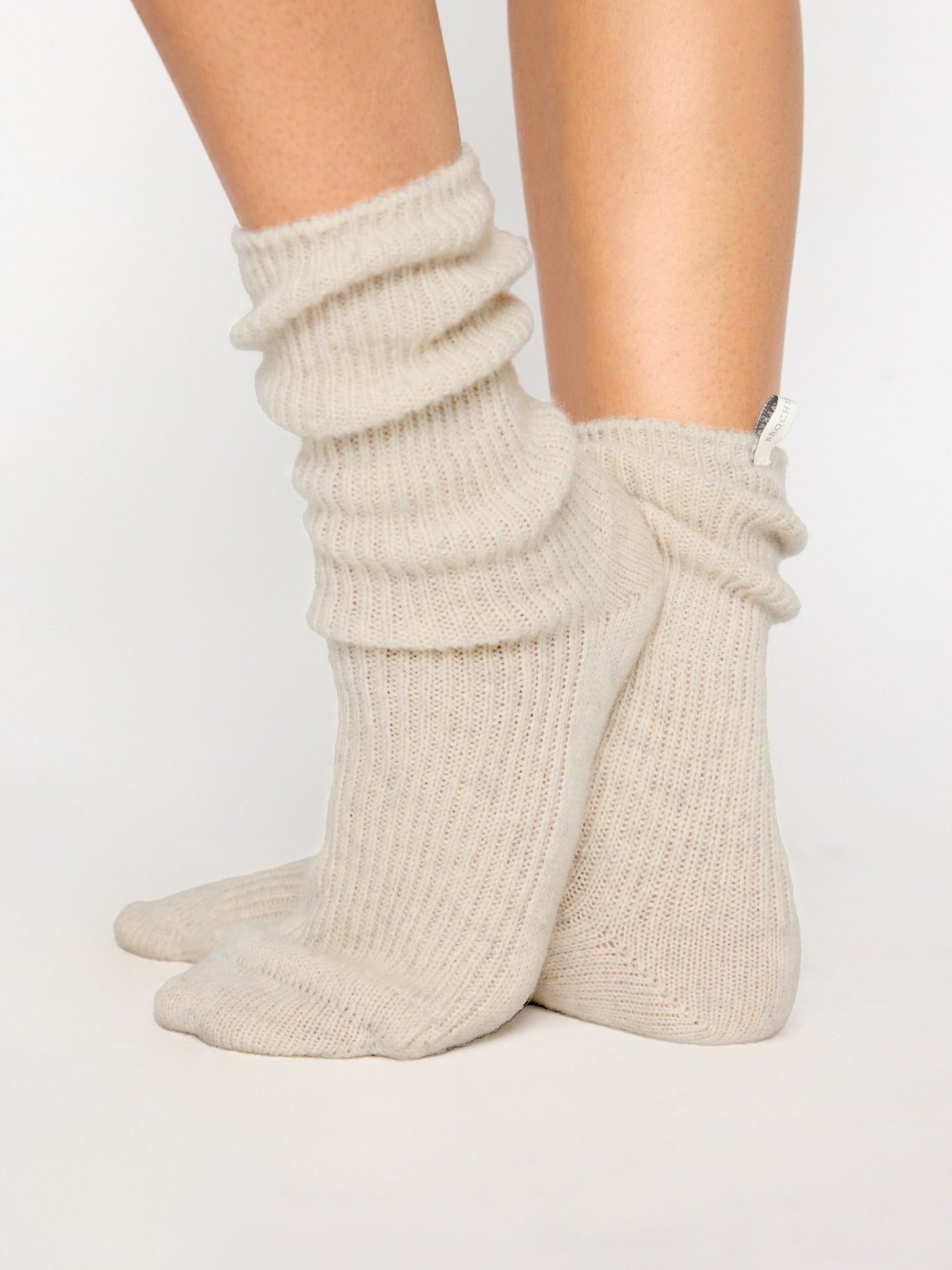 Women's Ribbed Cashmere Socks In Mist Mélange