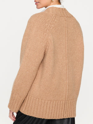 Cassian tan cardigan back view