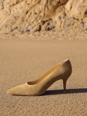 Everyday Tan Suede Pump side view 2