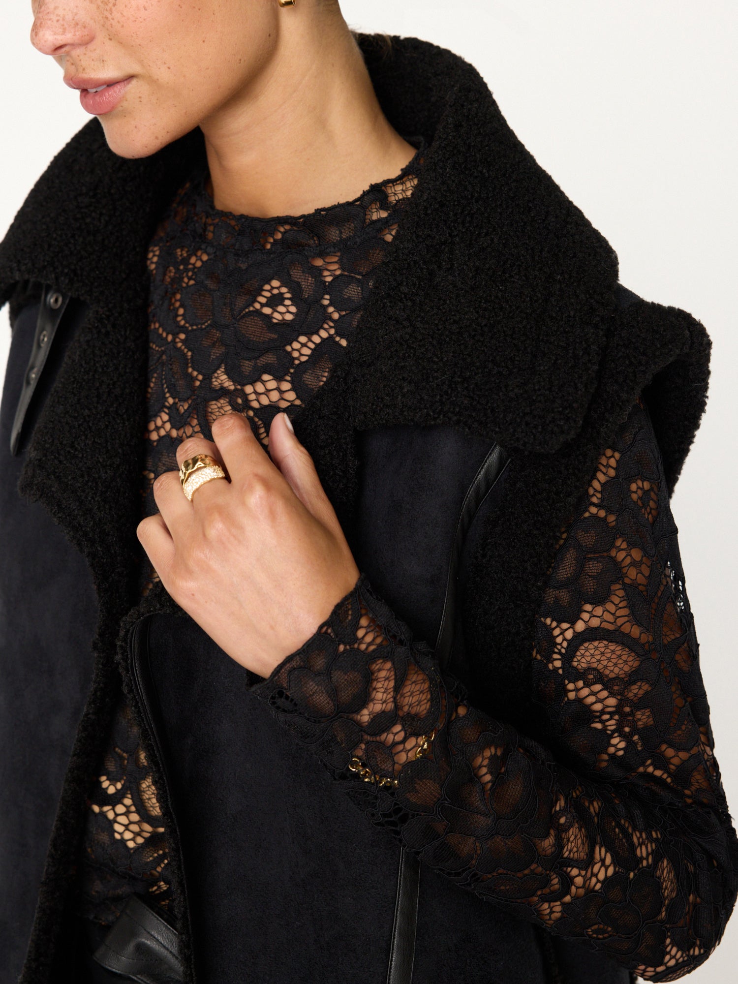 Brochu Walker | Women's Donne Floral Lace Top in Black Onyx