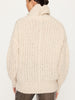 Elden cable knit beige turtleneck sweater back view