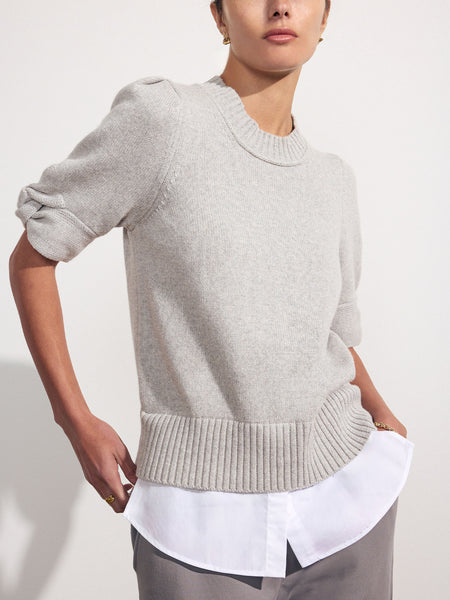 Women's Emmet Knot Sleeve Looker in Oyster Grey Mélange with 