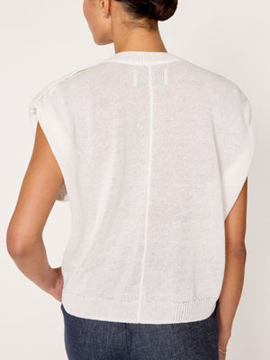 Frances white V-neck sweater top back view