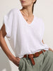 Frances white V-neck sweater top front view