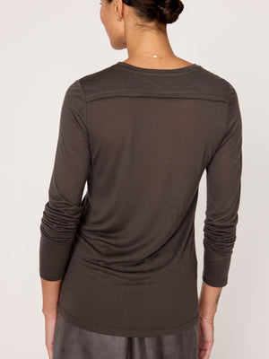 Georgie long sleeves brown tee back view