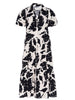 Havana tiered midi black and white printed dress flat view