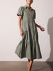 Havana tiered midi green dress front view 2