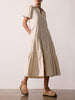 Havana tiered midi beige dress front view 2