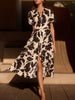 Havana tiered midi black and white printed dress full view