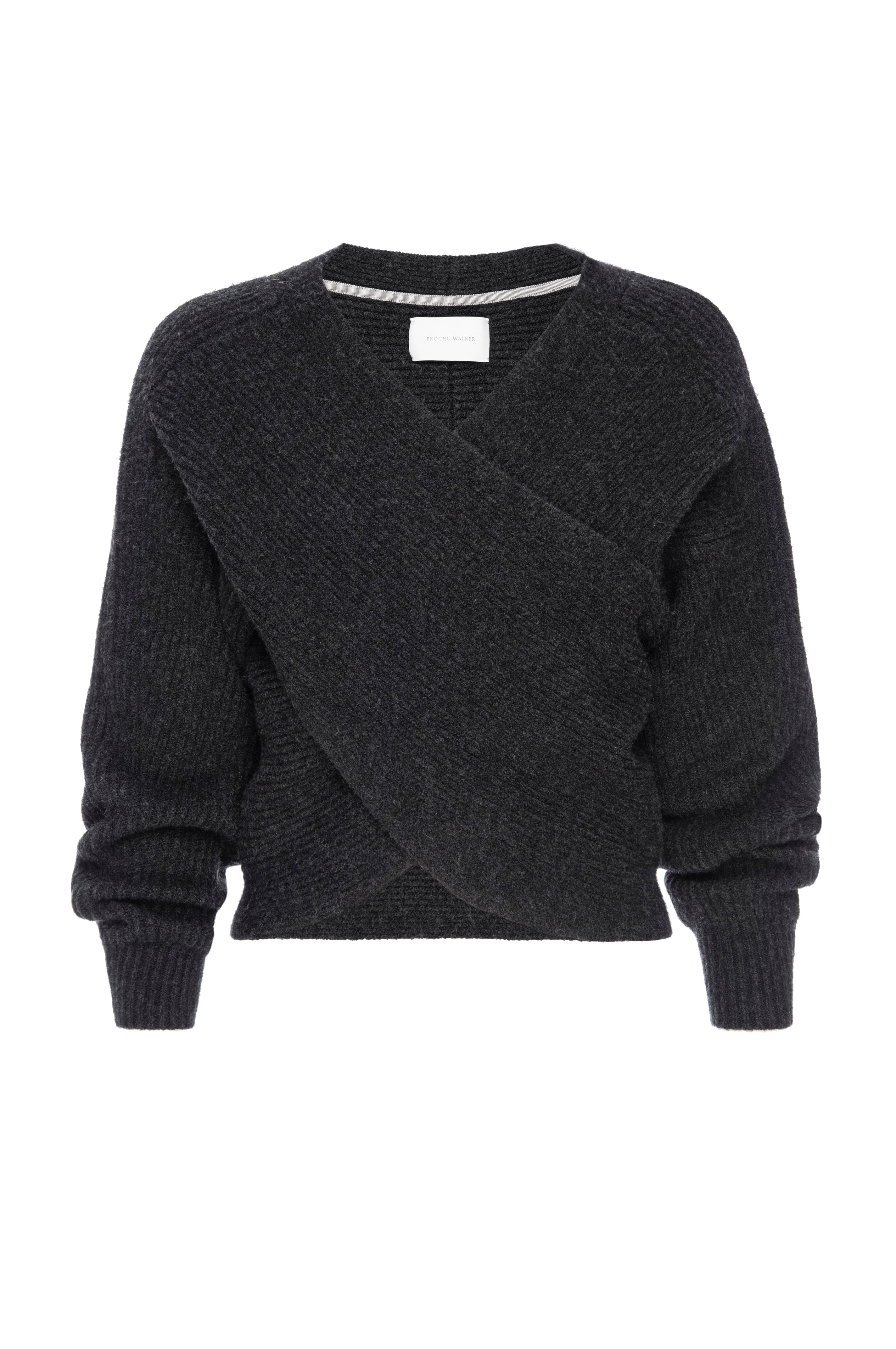 Brochu hot Walker Black Metallic Knit Sweater Wool Cashmere Blend