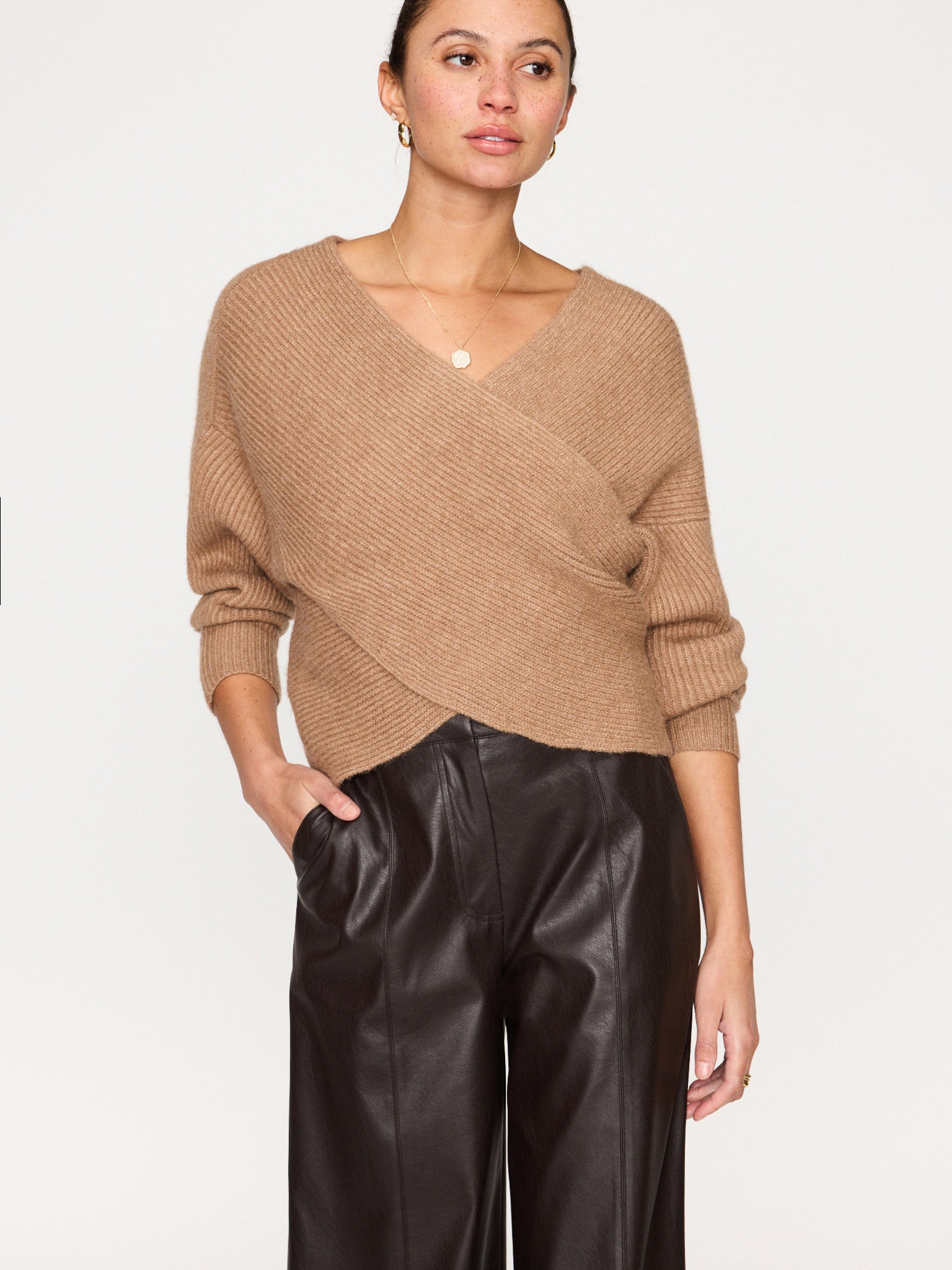 Camel wrap sweater hotsell