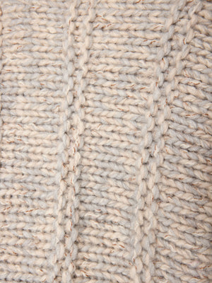 Illia handknit grey cardigan closeup view