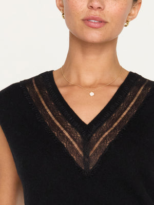 Isla black v neck vest top close up