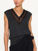 Isla dark grey v neck vest top front view