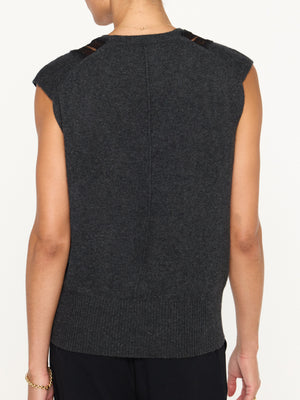 Isla dark grey v neck vest top back view