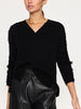 Jolie black layered v-neck sweater front view