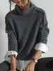 Jolie dark grey layered turtleneck sweater front view