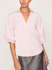 Kate V-neck button up pink shirt front view 3