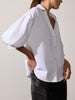 Kate V-neck button up white shirt side view