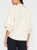 Kate V-neck button up beige shirt back view