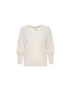 Leia V-neck beige sweater flat view