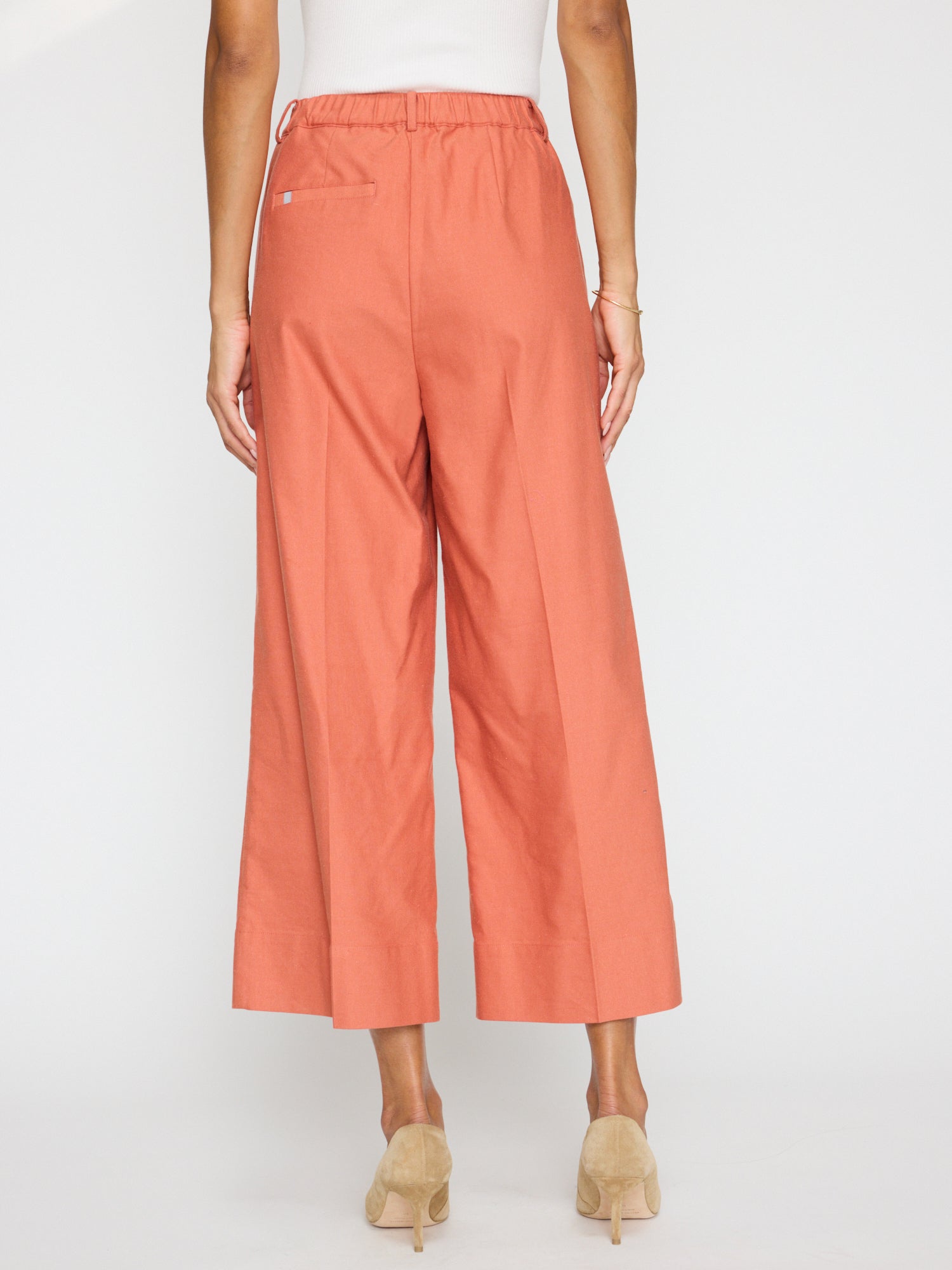 Lena orange cropped wide-leg pant back view