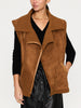 Loredo vegan suede and vegan leather sleeveless vest front view 2