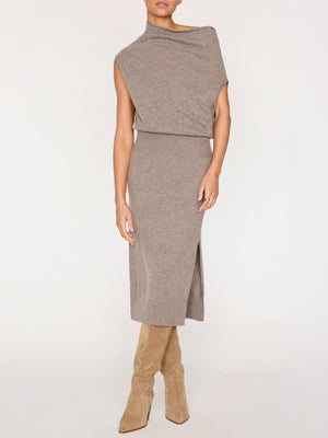 Lori cashmere sleeveless midi grey dress front view