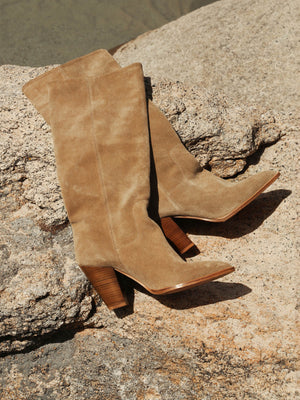 Marfa tan suede tall boot flat view