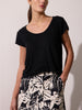 Lane black scoop neckline t-shirt front view