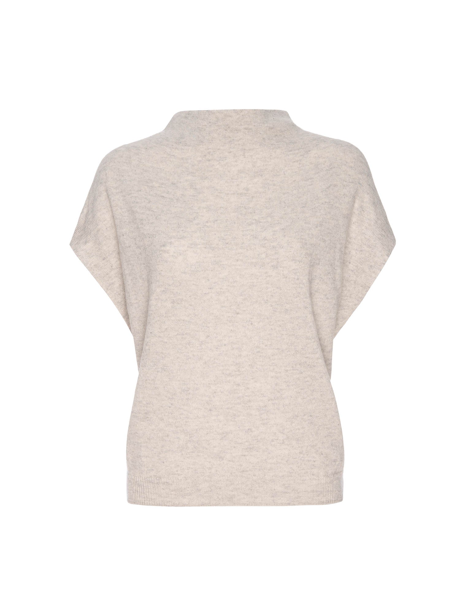 Morten funnel neck cashmere beige top flat view