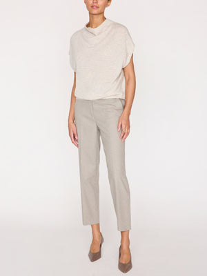 Morten funnel neck cashmere beige top full view