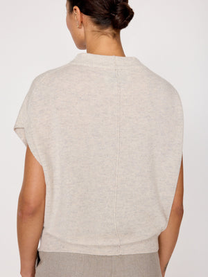 Morten funnel neck cashmere beige top back view