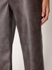 Namari straight leg brown vegan leather pant  closeup view