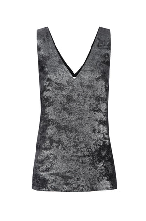 Oda v neck silver tank flat view